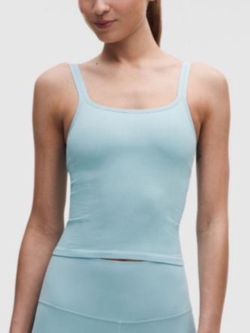 Lululemon Ebb To Street Scoop-Neck Cropped Tank In Seaform. Lite Support B/C Cup